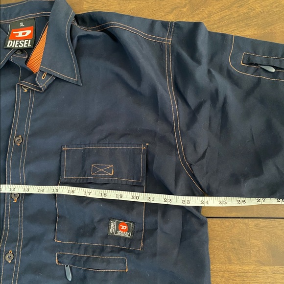 DIESEL Button Down Shirt Blue with Orange Accents - Picture 10 of 11